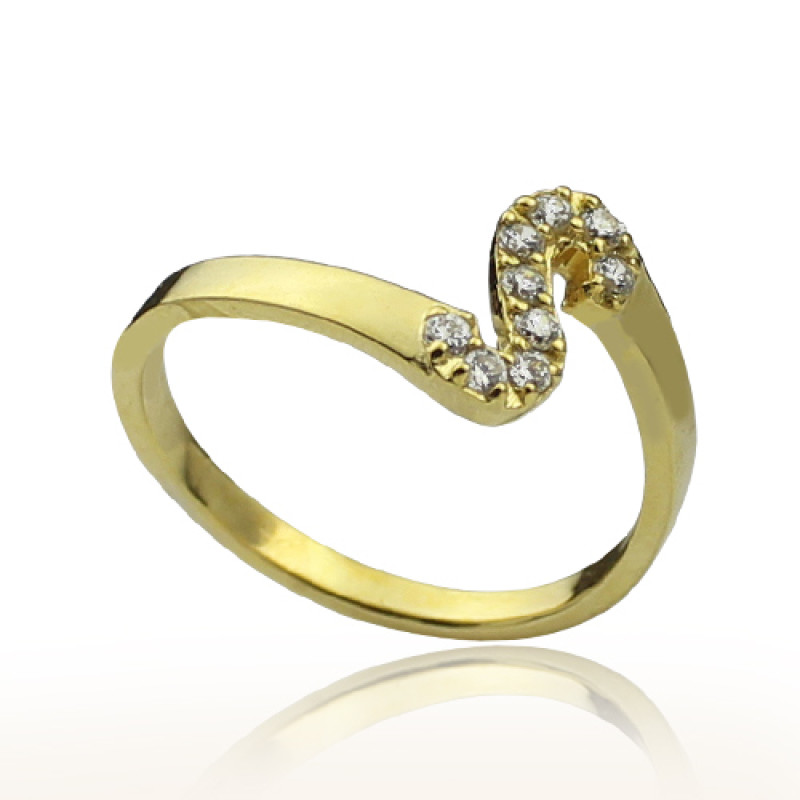 Custom birthstone initial ring