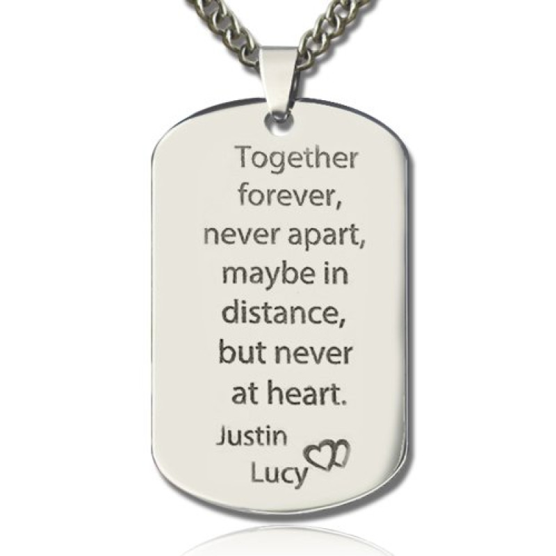 Personalised men's dog tag name necklace