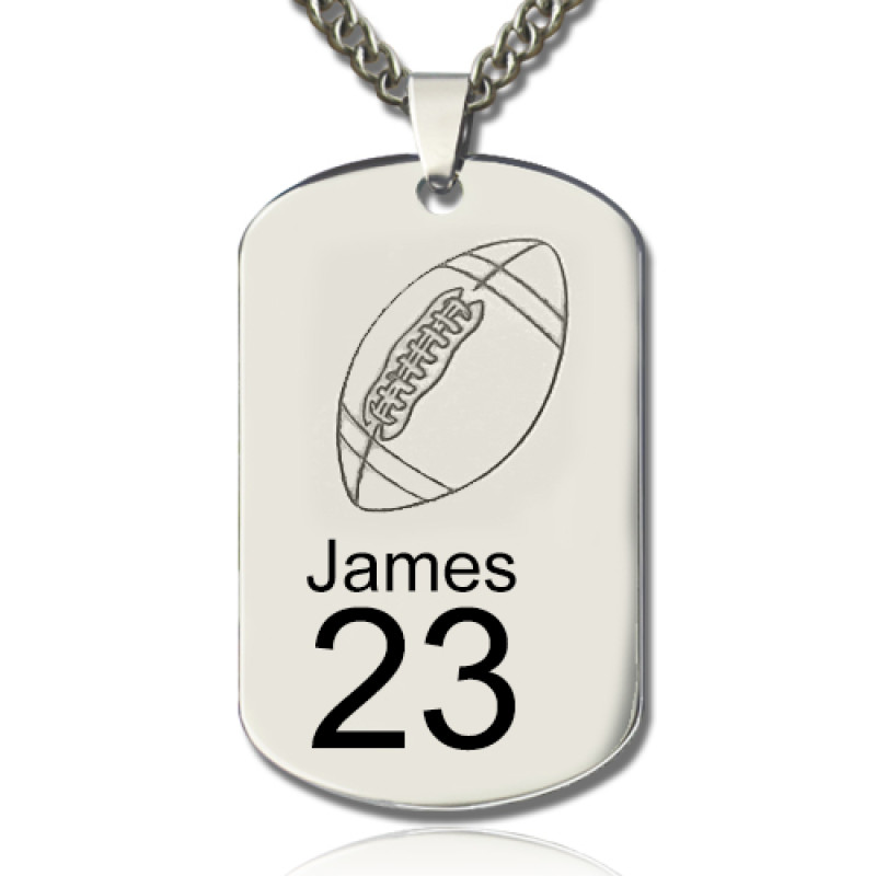 Men's Dog Tag Rugby Name Necklace Men's personalised dog tag rugby name necklace