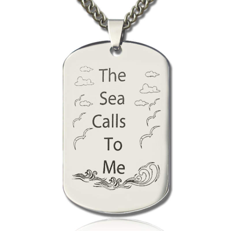 Men's ocean theme personalised dog tag name necklace