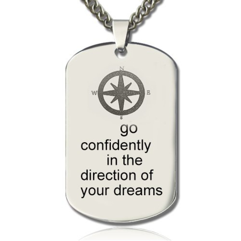 Personalised Compass Dog Tag Name Necklace Personalised Compass Dog Tag Name Necklace