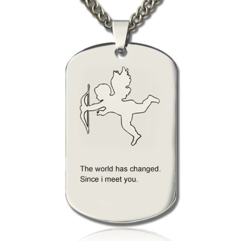 Personalised men's dog tag name necklace