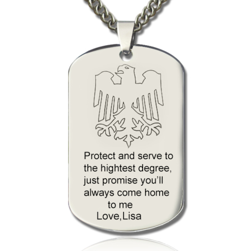 Men's eagle dog tag name necklace