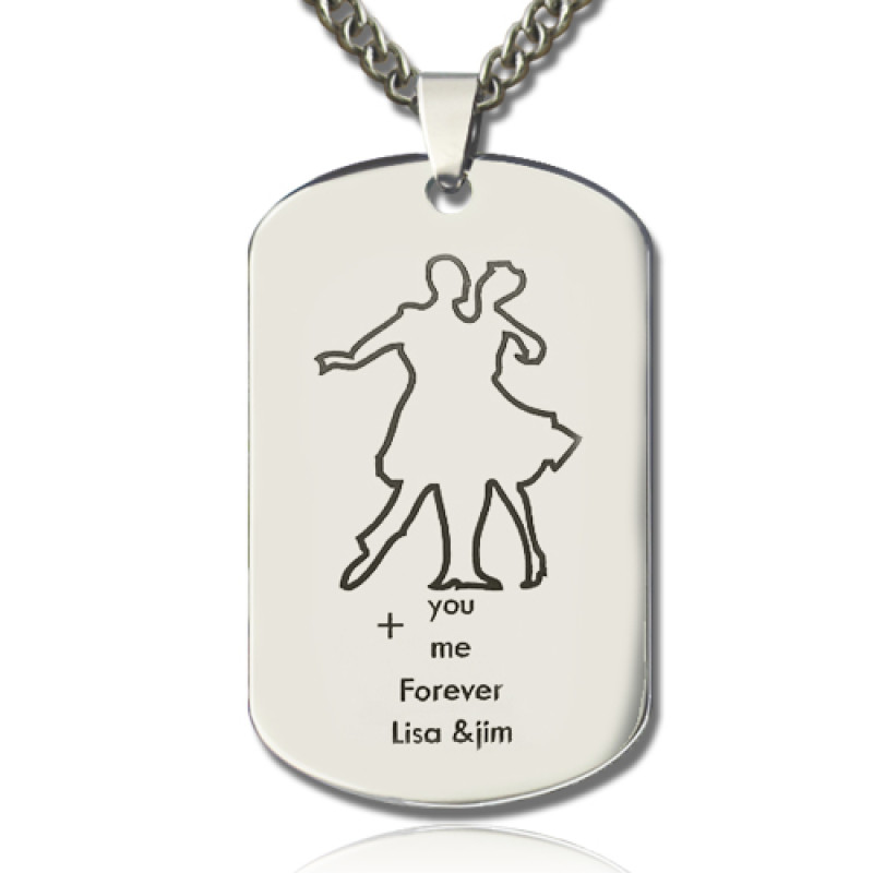 Dancing Theme Dog Tag Name Necklace Dancing Theme Dog Tag Name Necklace product image
