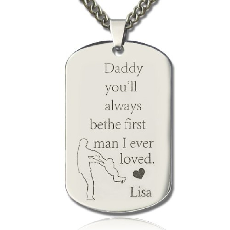 Father's Love Dog Tag Name Necklace Father's Love personalised dog tag name necklace