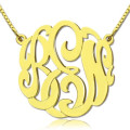 Hand-painted 18ct gold plated large monogram necklace with scripted initials