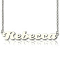 Personalised sterling silver puff-font name necklace