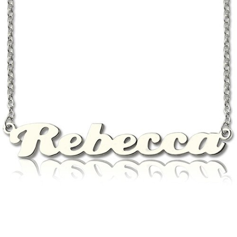 Personalised sterling silver puff-font name necklace