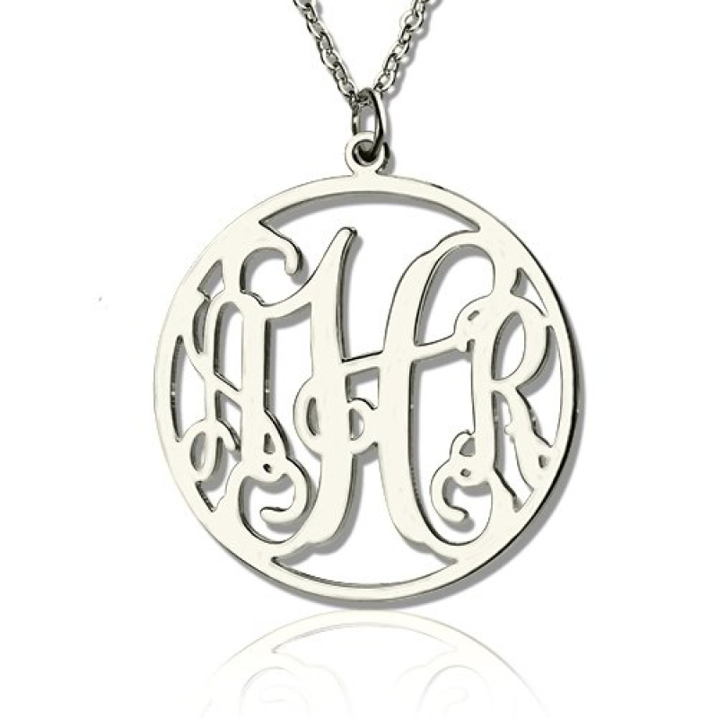 Sterling Silver Circle Monogram Necklace Personalised sterling silver circle monogram necklace