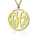 18ct gold plated circle monogram necklace