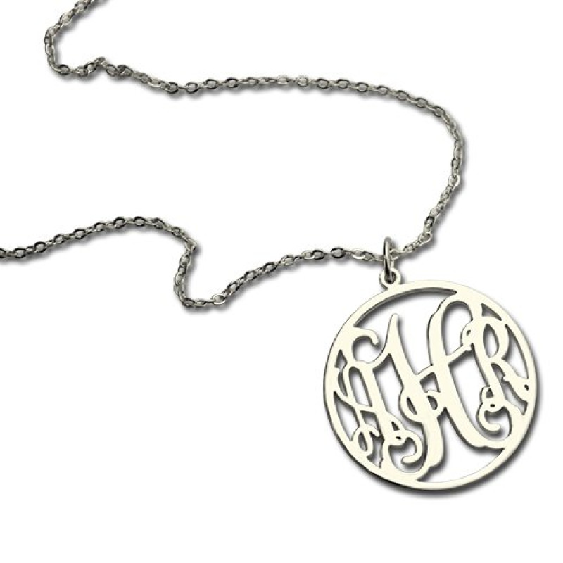 Sterling Silver Circle Monogram Necklace Personalised sterling silver circle monogram necklace