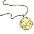18ct gold plated circle monogram necklace
