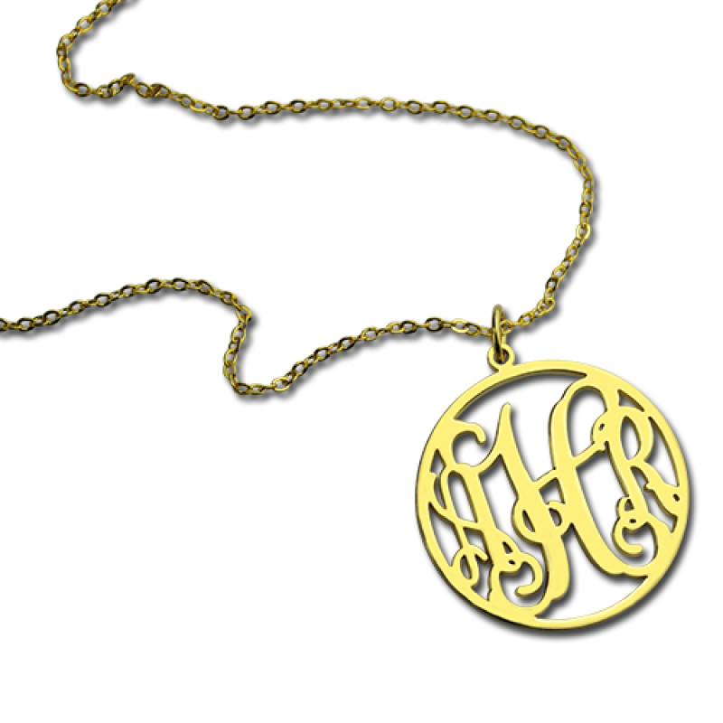 18ct gold plated circle monogram necklace