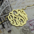 Hand-painted 18ct gold plated large monogram necklace with scripted initials