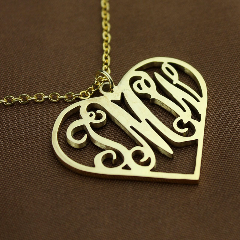 Personalised heart initial monogram necklace