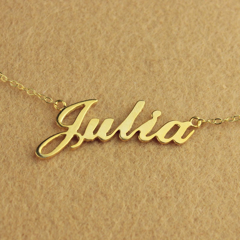 Personalised 18ct solid gold Julia style name necklace