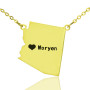 Custom Arizona State Shaped Necklaces With Heart Name Gold Plated