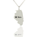 Personalised Illinois State Heart Name Necklace Personalised Illinois state shaped heart name necklace