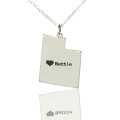 Utah state heart name necklace in silver