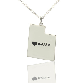 Utah State Necklaces With Heart Name Silver