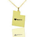 Custom Utah State Heart Name Necklace Gold-coloured Utah state-shaped necklace with heart and name detail