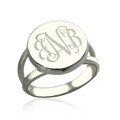 Sterling silver circle monogram signet ring