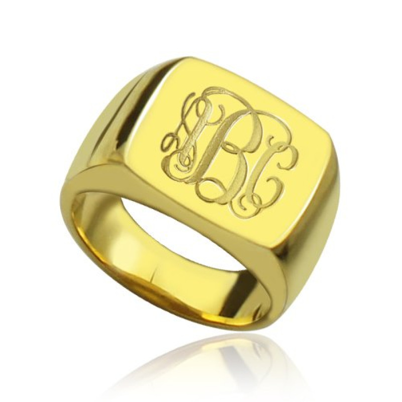 18ct gold plated monogram initial ring