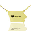 Iowa State Map Heart Name Necklace Iowa state map necklace with heart name detail