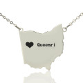 Custom Ohio state map necklace with heart and name detail