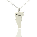 Custom Vermont State Map Heart Name Necklace Custom Vermont state map necklace with heart and name detail