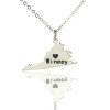 Virginia State USA Map Necklace With Heart Name Silver