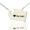 Washington State USA Map Necklace With Heart Name Silver