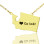 Washington State USA Map Necklace With Heart Name Gold Plated
