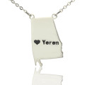 Custom Alabama State Map Necklace with Heart Custom Alabama state map necklace with heart location marker