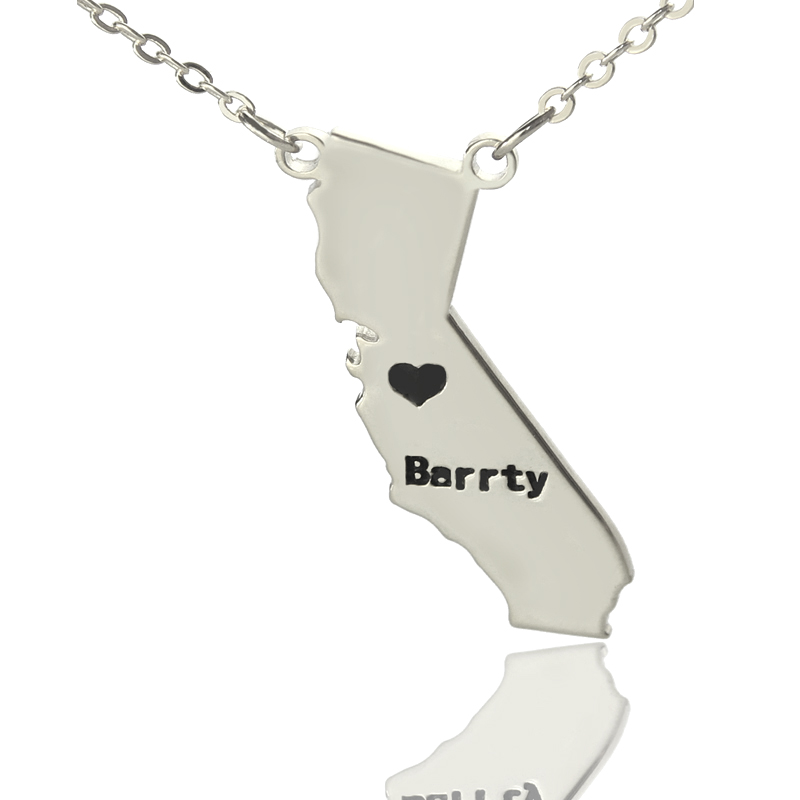 California State Heart Name Necklace California state-shaped heart name necklace product image