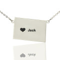 Colorado state shaped heart name necklace in silver