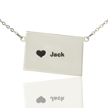Colorado State Shaped Necklaces With Heart Name Silver