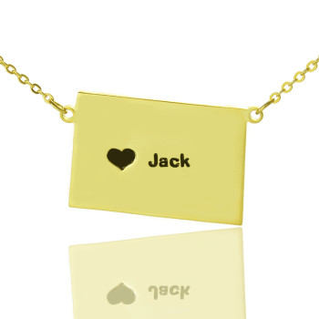 Colorado State Shaped Necklaces With Heart Name Gold Plated