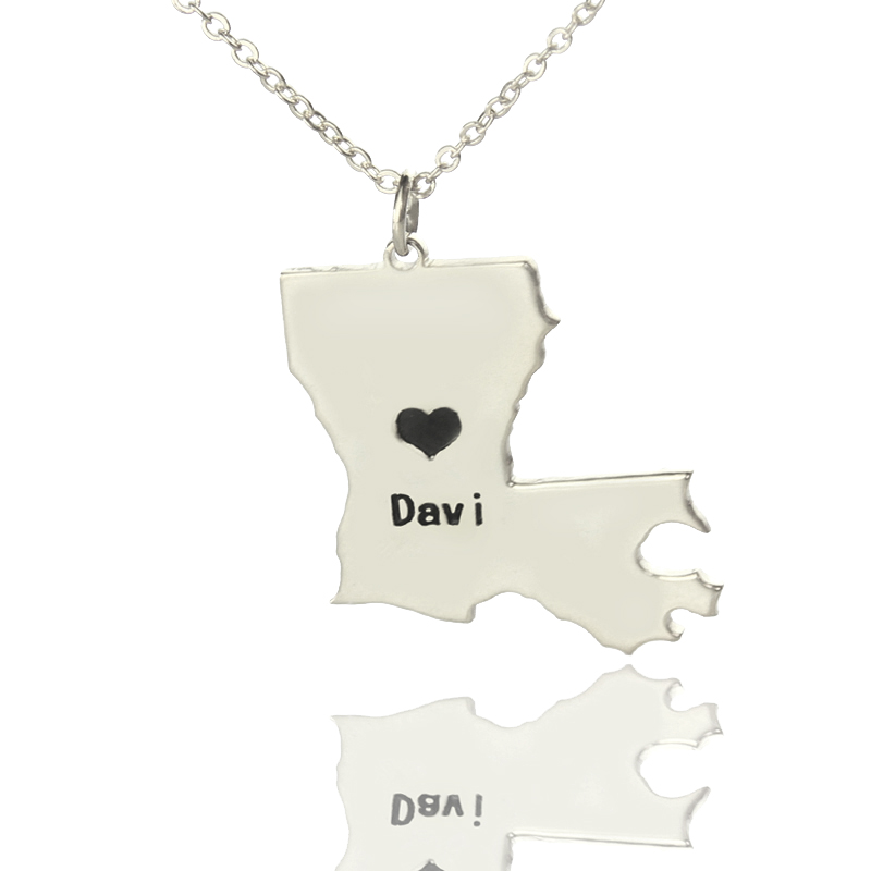 Custom Louisiana state heart name necklace product image