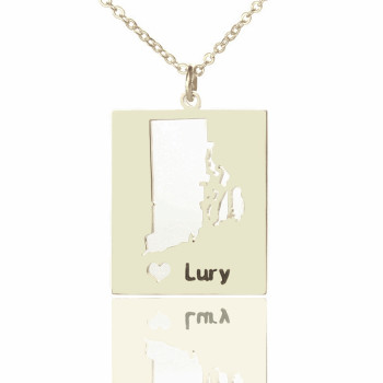 Personalised Rhode State Dog Tag With Heart Name Silver