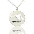 Custom Maryland state heart name necklace in silver