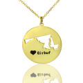 Custom Maryland state heart name necklace