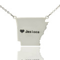 Custom AR State Map Heart Necklace Custom AR state map heart necklace in silver