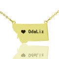 Custom Montana state-shaped heart name necklace