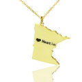 Custom Minnesota State Heart Name Necklace Custom Minnesota state-shaped heart name necklace
