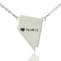 Custom Nevada state-shaped heart name necklace