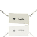 South Dakota state outline heart name necklace in silver