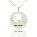 Custom Alaska state necklace with heart and name detail