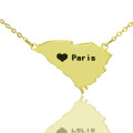 South Carolina state-shaped heart name necklace