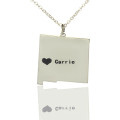 Custom New Mexico State Heart Name Necklace Custom New Mexico state-shaped heart name necklace